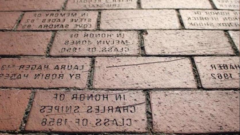 Bricks on walkway with names of donors